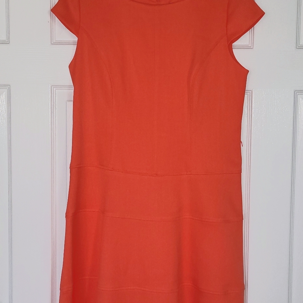 Ronni coral colored dress size 12. 95%Polyester 4% Spandex. Lining at the bodice